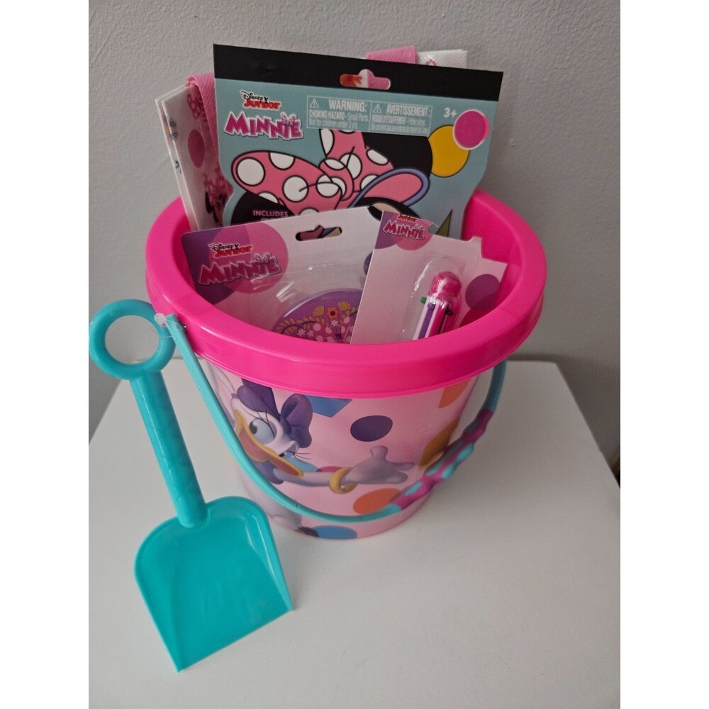 Minnie Mouse Kids Toys Gift Bucket - Kids Gift Basket - Stickers, Crayons, Pen